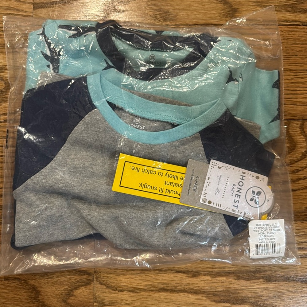 Honest 2T organic brand new boy long sleeve and short sleeve pajama sets